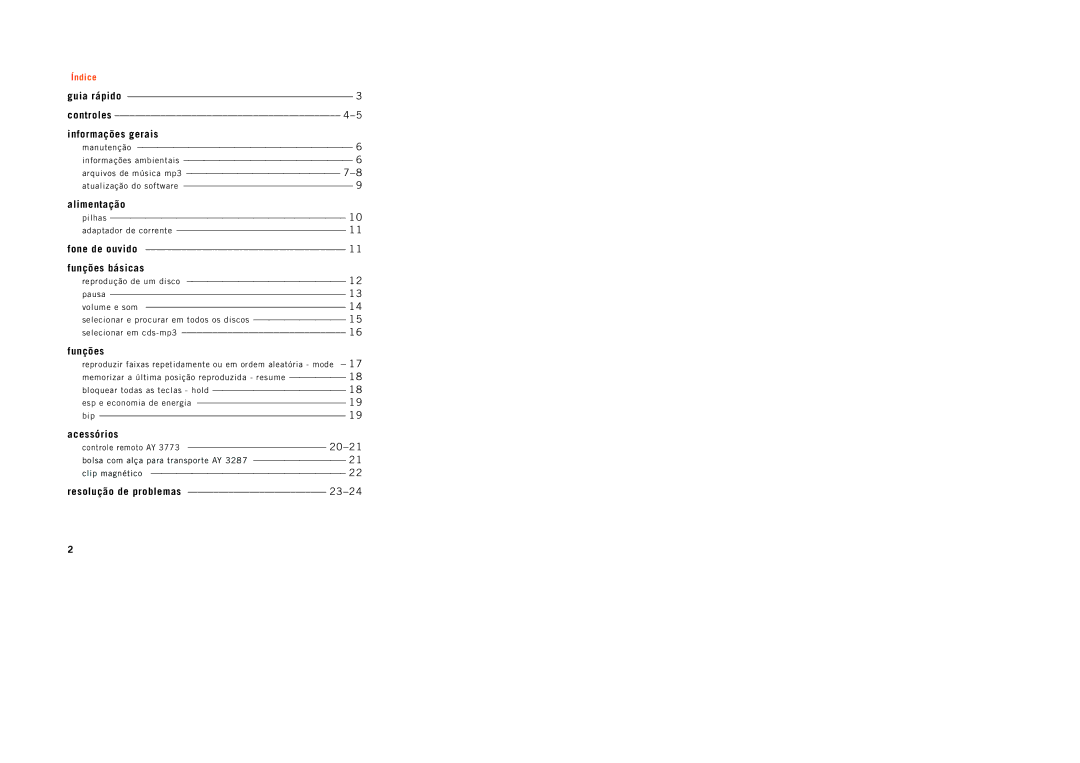 Philips PSA[CD8 manual Informações gerais 