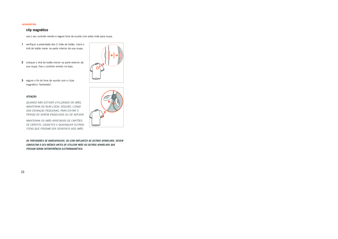 Philips PSA[CD8 manual Clip magnético, Atenção 