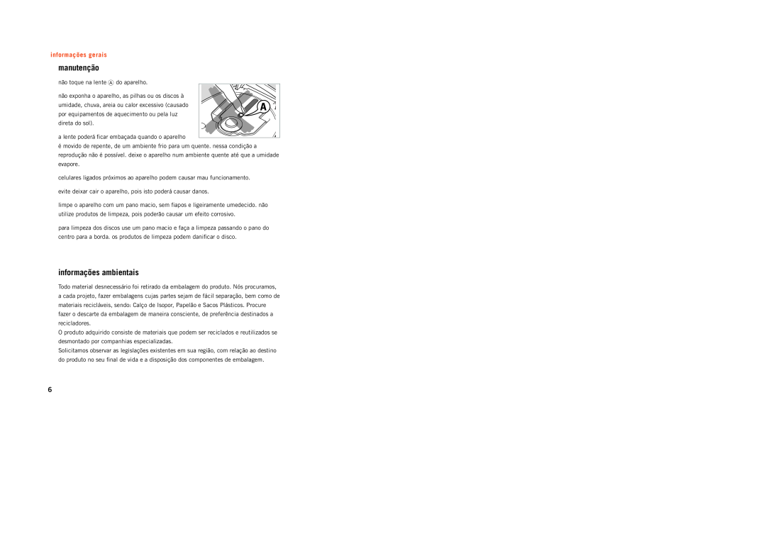 Philips PSA[CD8 manual manutenção, informações ambientais, informações gerais 