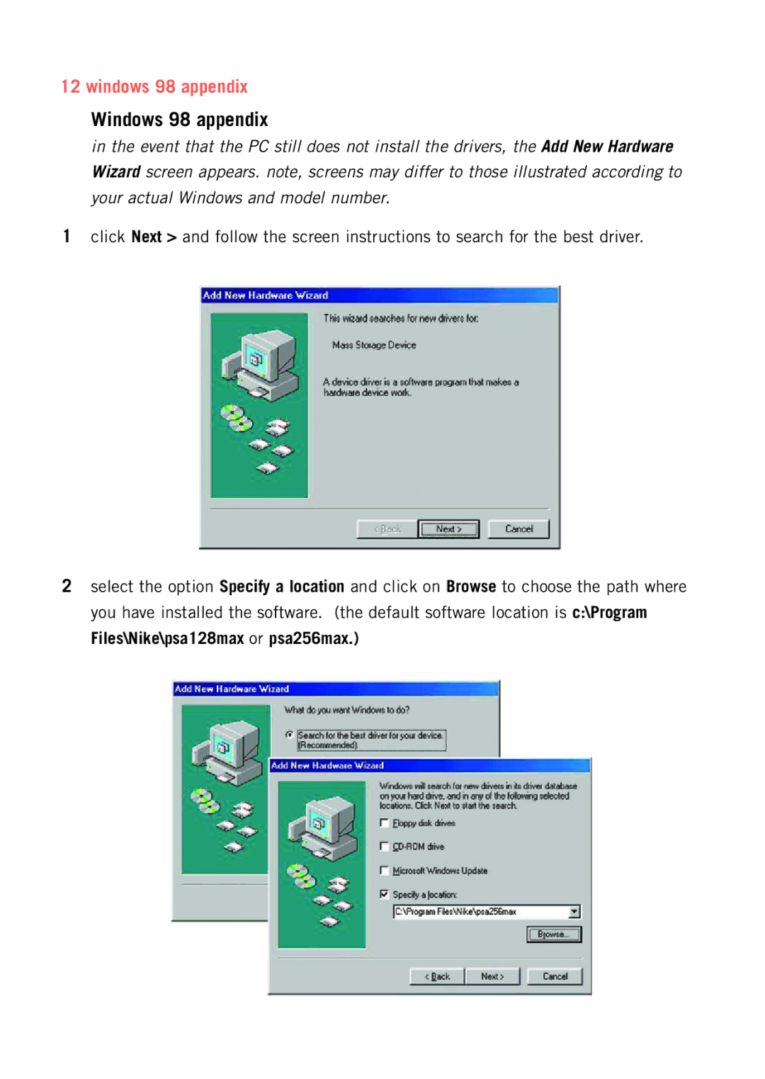 Philips psaplay user manual Windows 98 appendix 