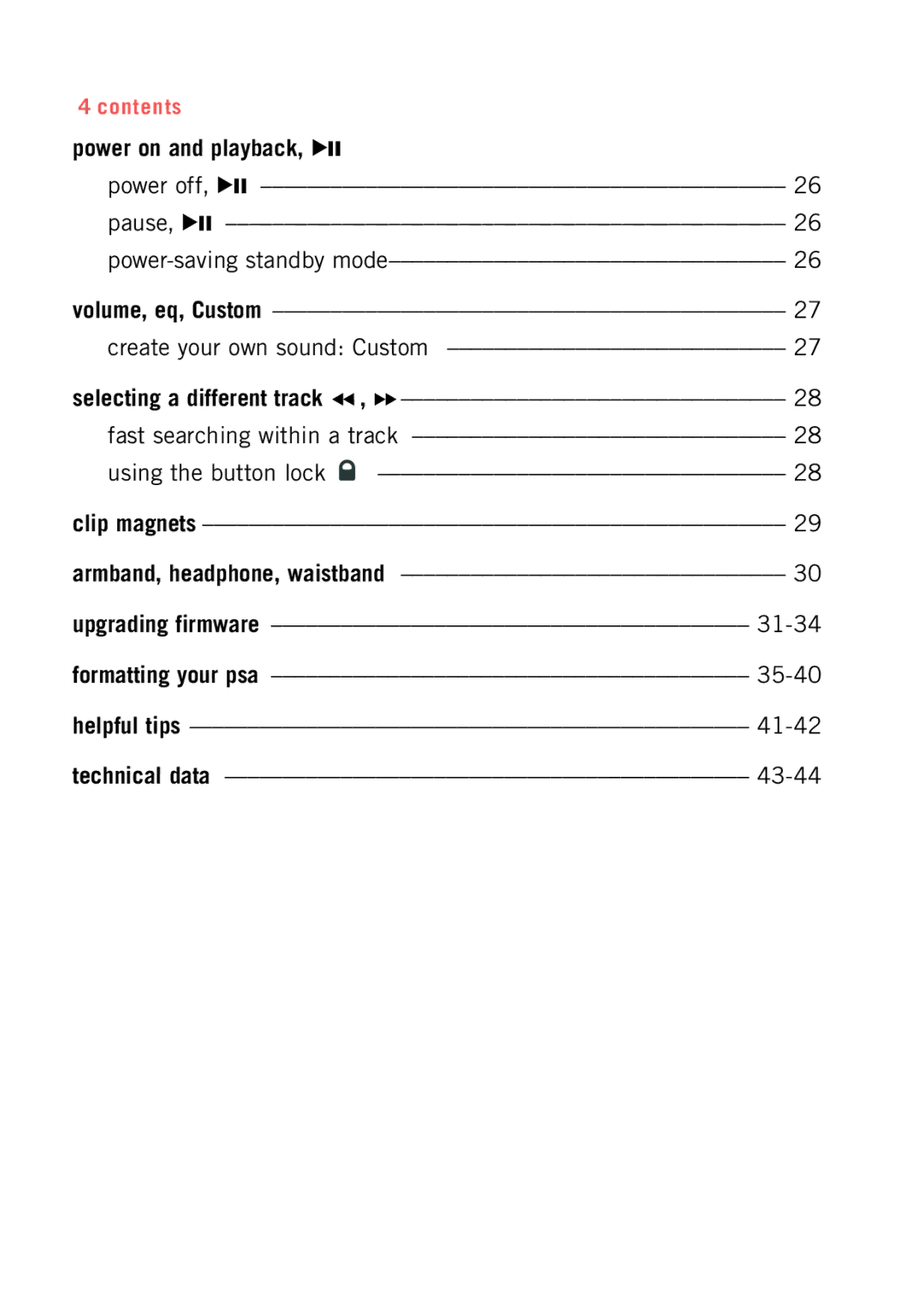 Philips psaplay user manual Power on and playback, Using the button lock 