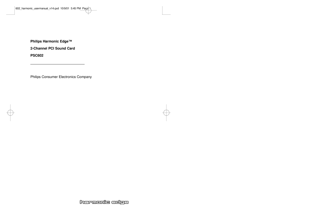 Philips user manual Philips Harmonic Edge Channel PCI Sound Card PSC602 
