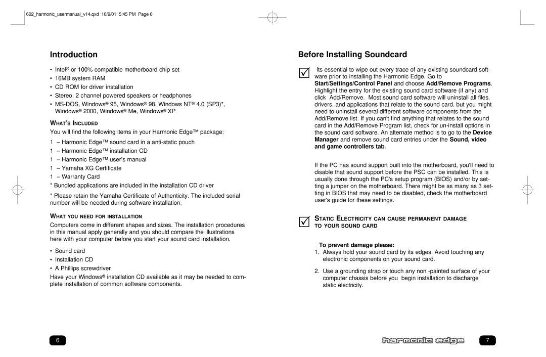 Philips PSC602 user manual Before Installing Soundcard, To prevent damage please 