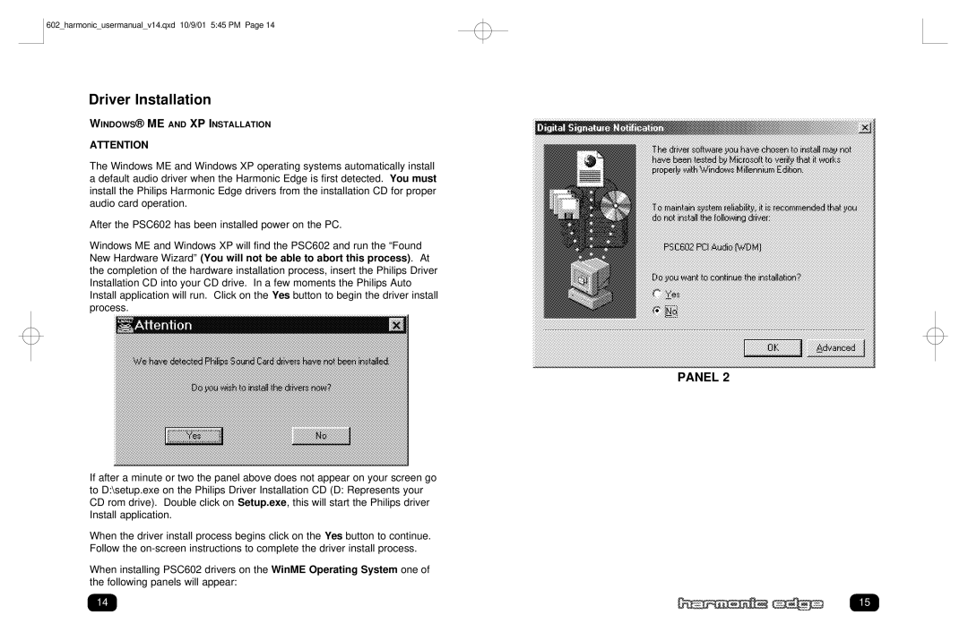 Philips PSC602 user manual Windows ME and XP Installation 