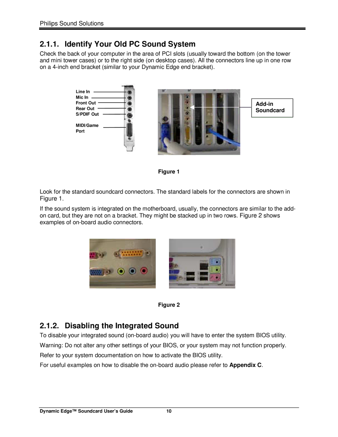 Philips PSC604 manual Identify Your Old PC Sound System, Disabling the Integrated Sound 