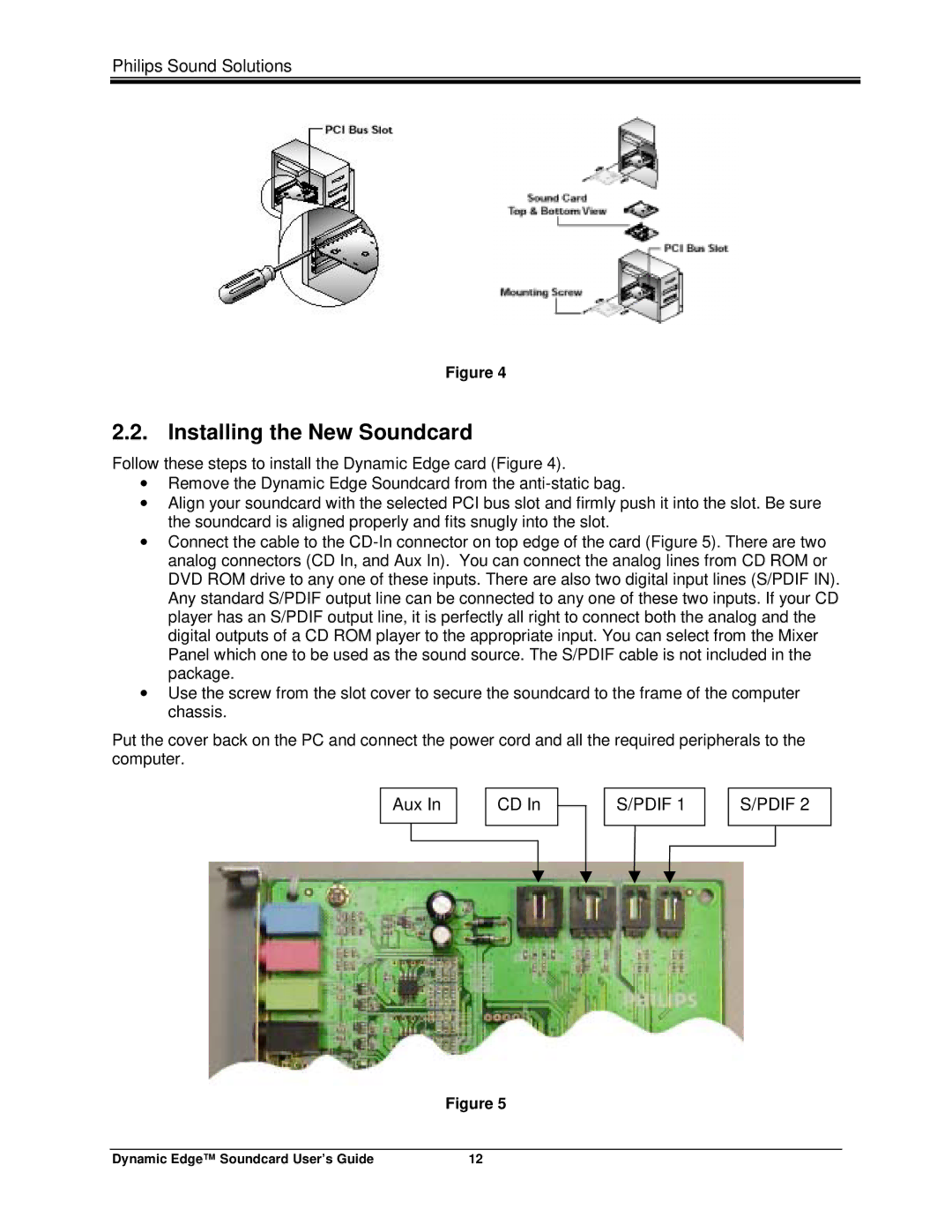 Philips PSC604 manual Installing the New Soundcard 