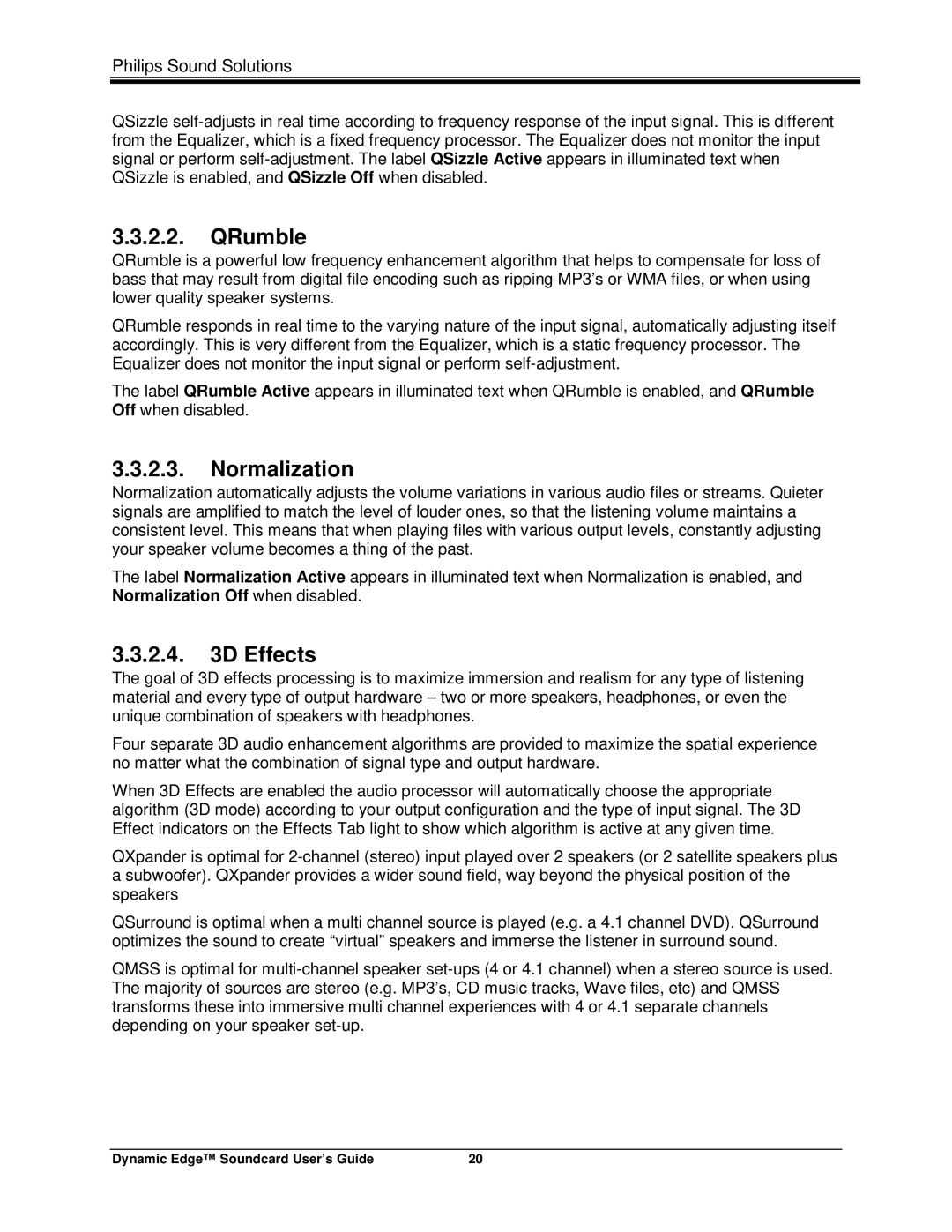 Philips PSC604 manual QRumble, Normalization 