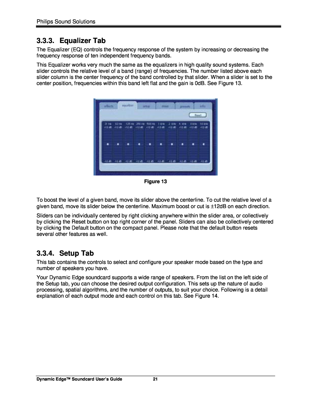 Philips PSC604 manual Equalizer Tab, Setup Tab 