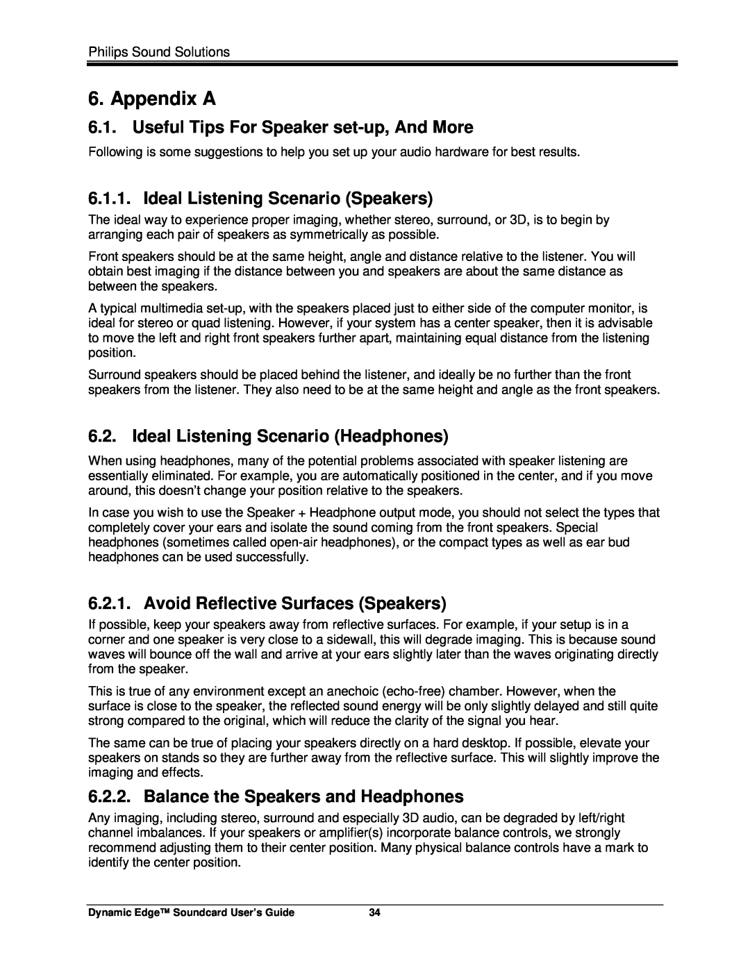 Philips PSC604 manual Appendix A, Useful Tips For Speaker set-up, And More, Ideal Listening Scenario Speakers 