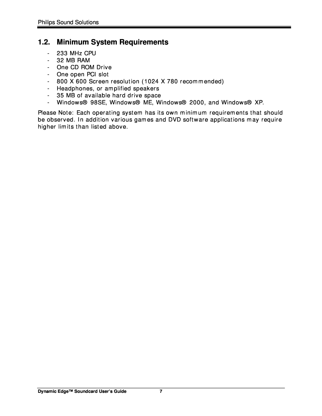 Philips PSC604 manual Minimum System Requirements 