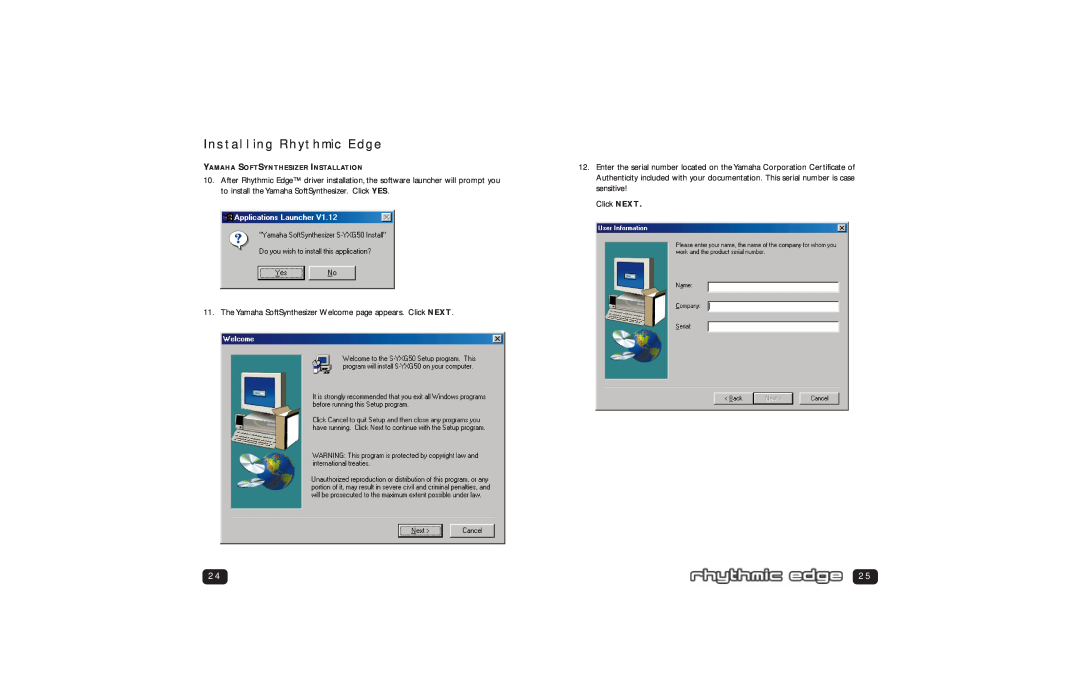 Philips PSC703 user manual Installing Rhythmic Edge, Click NEXT 