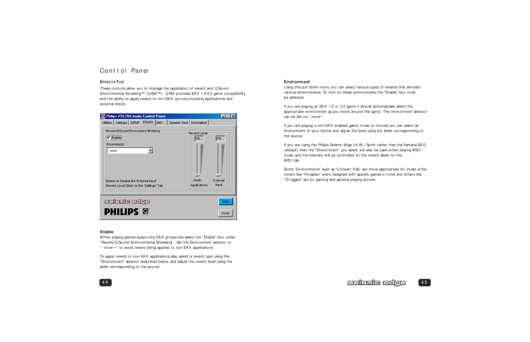 Philips PSC705 user manual Enable, Environment 