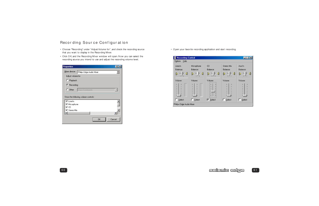 Philips PSC705 user manual Open your favorite recording application and start recording 