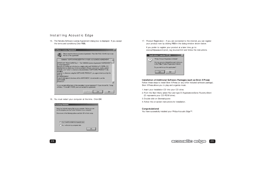 Philips PSC706 user manual Congratulations, You have successfully installed your Philips Acoustic Edge 