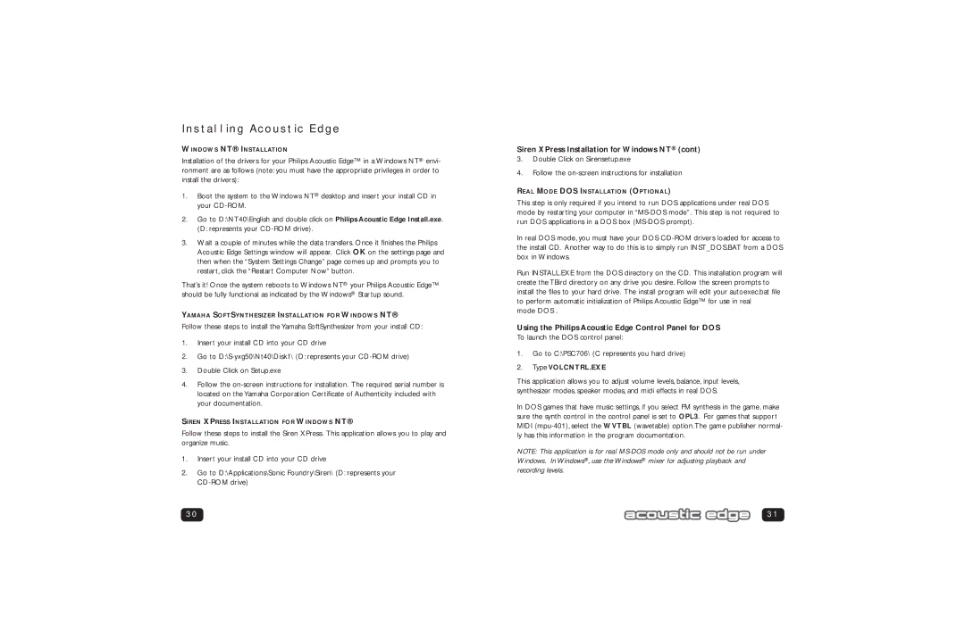 Philips user manual Siren XPress Installation for Windows NT, Mode DOS, Go to C\PSC706\ C represents you hard drive 