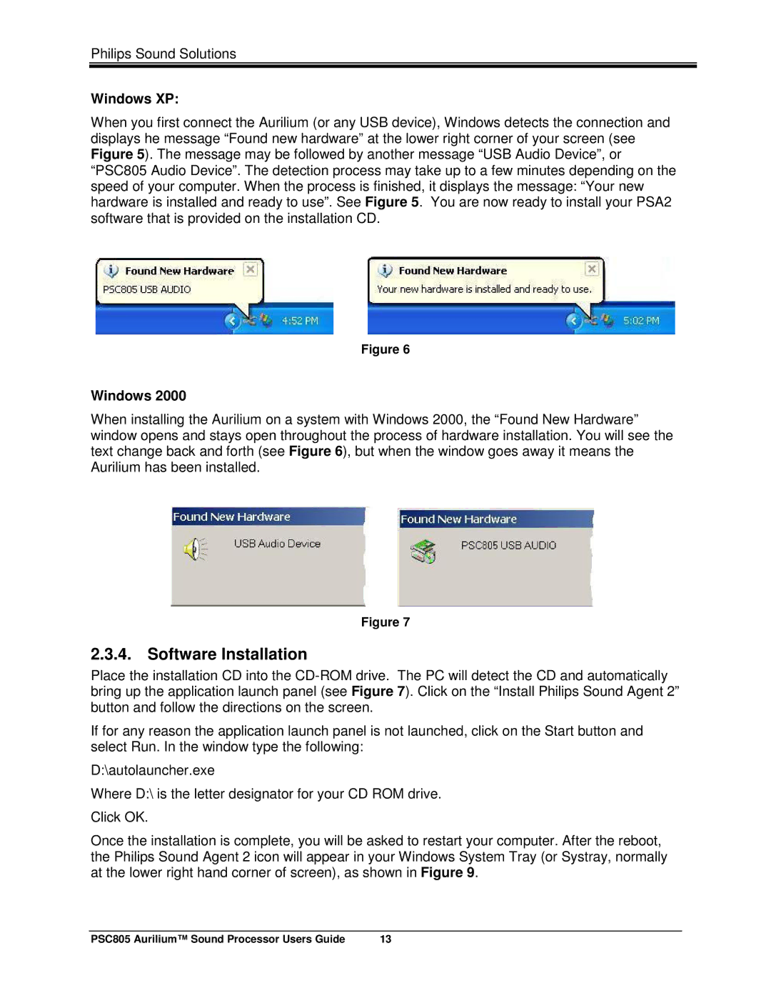 Philips PSC805 manual Software Installation, Windows XP 