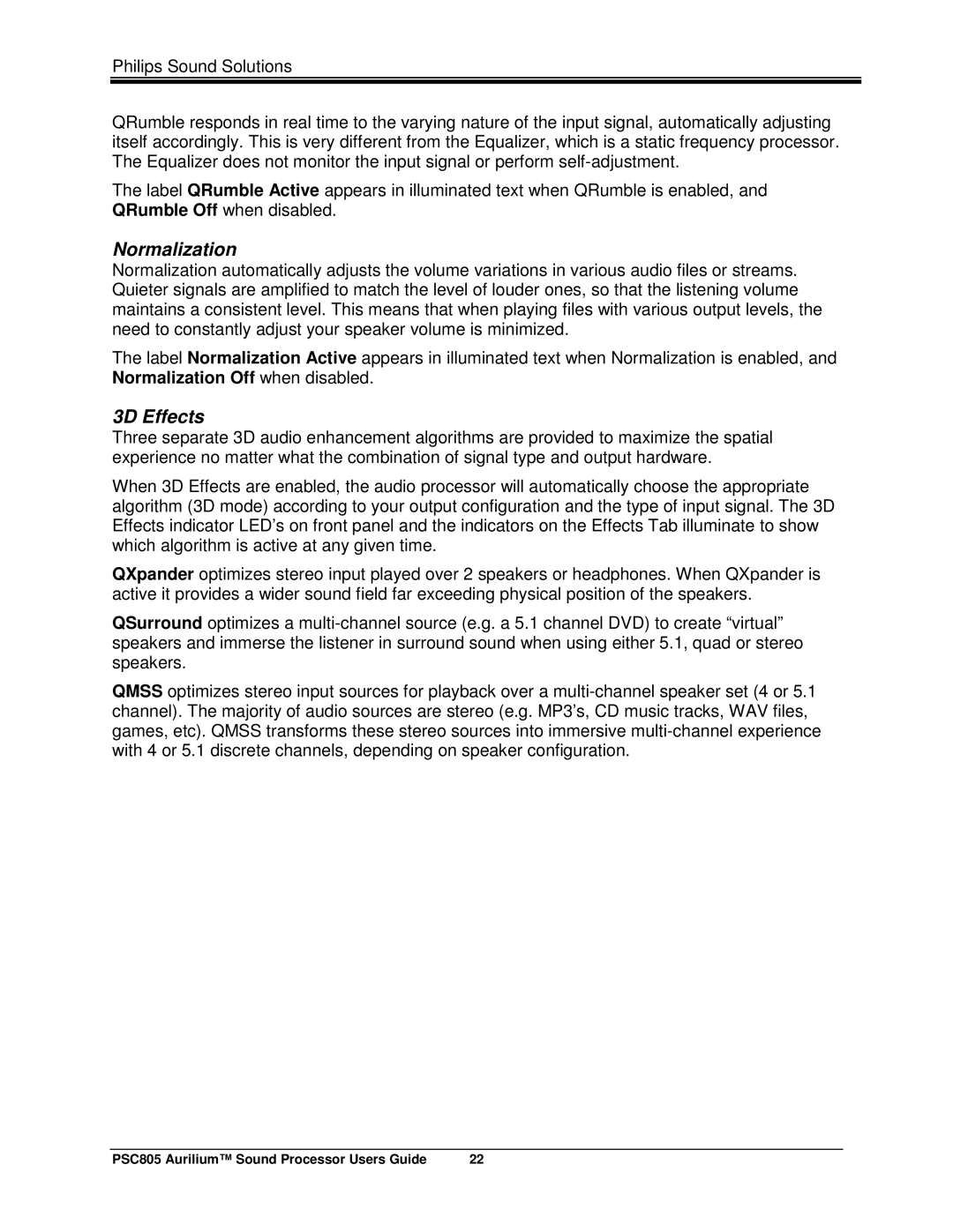 Philips PSC805 manual Normalization 