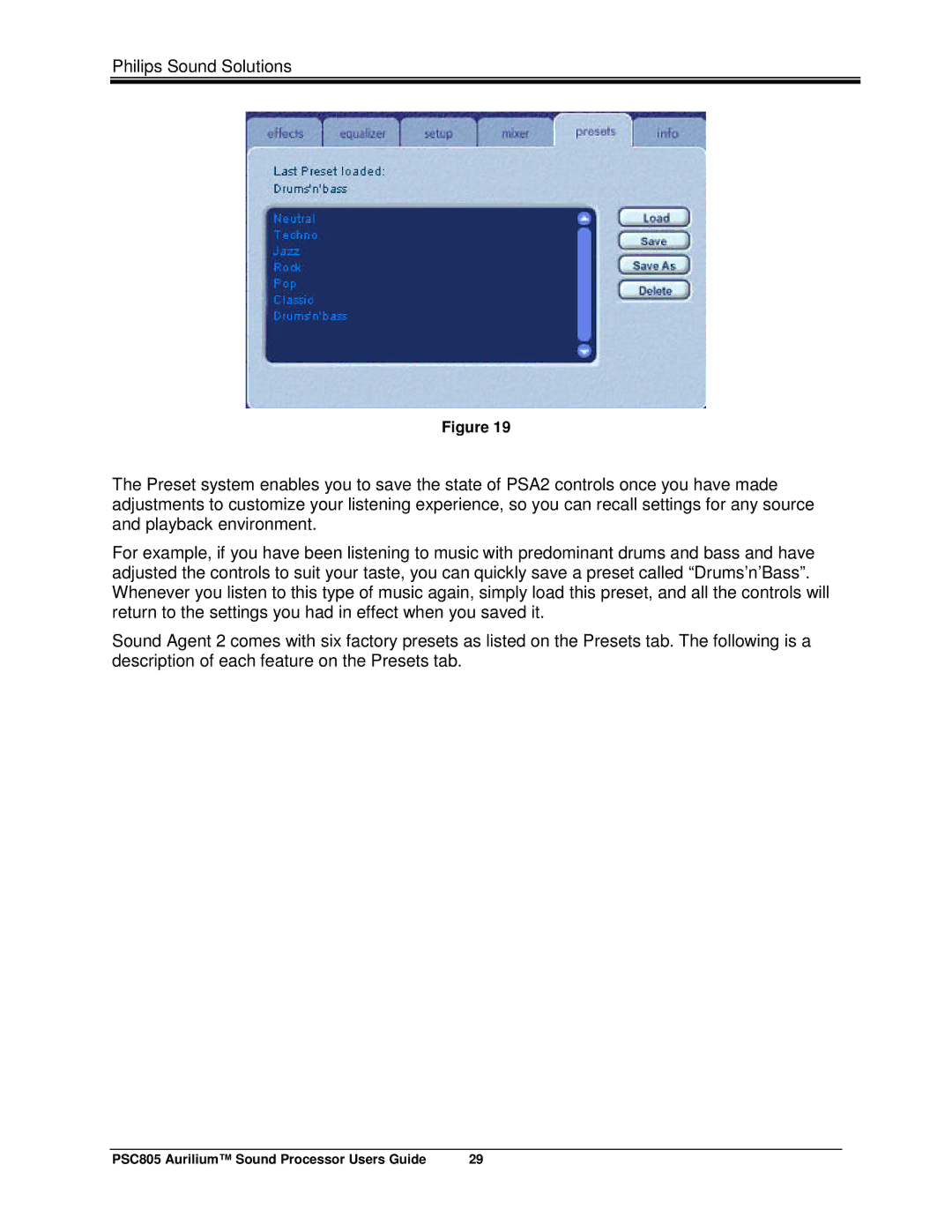 Philips manual PSC805 Aurilium Sound Processor Users Guide 