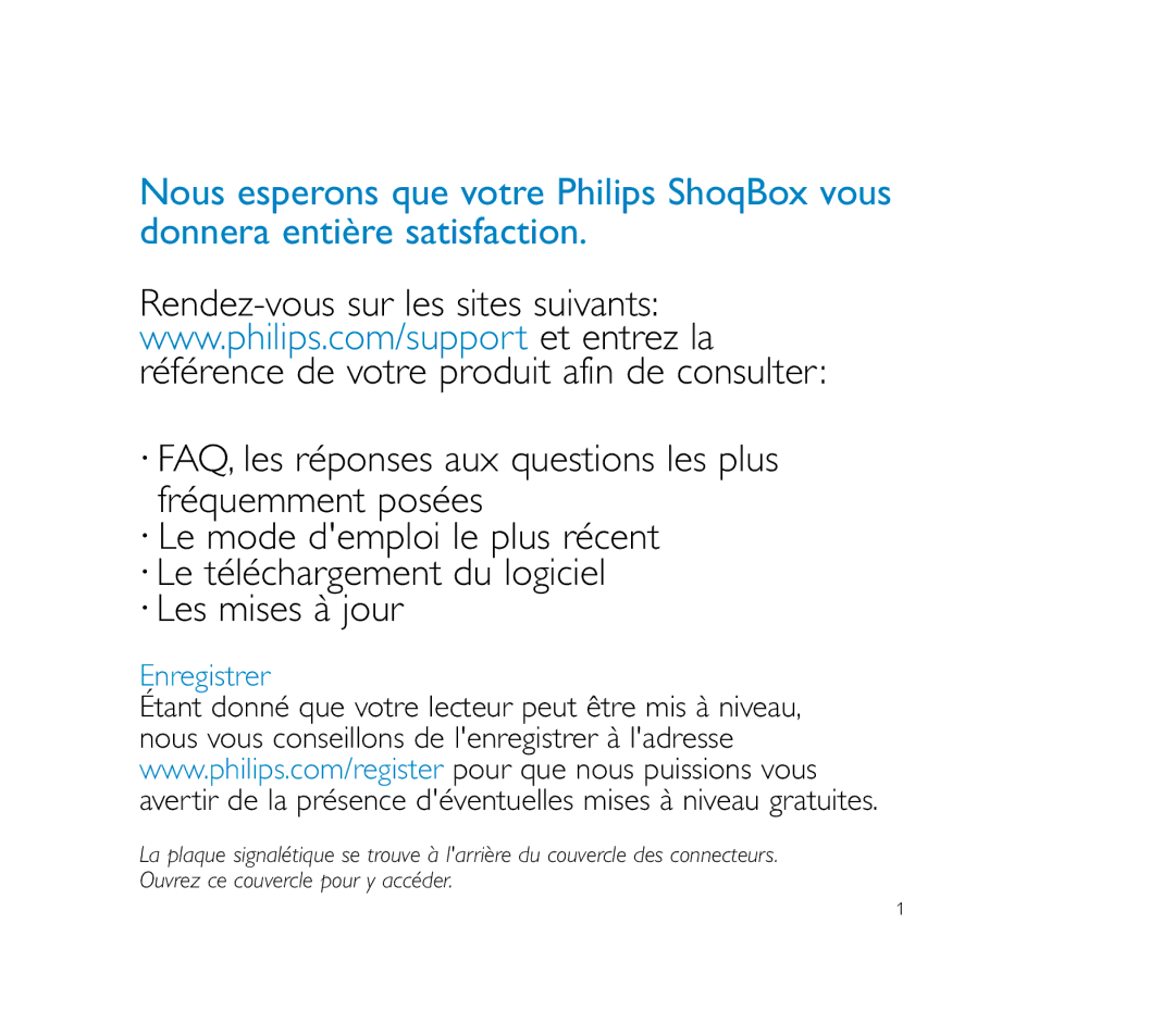 Philips PSS100 user manual Enregistrer 