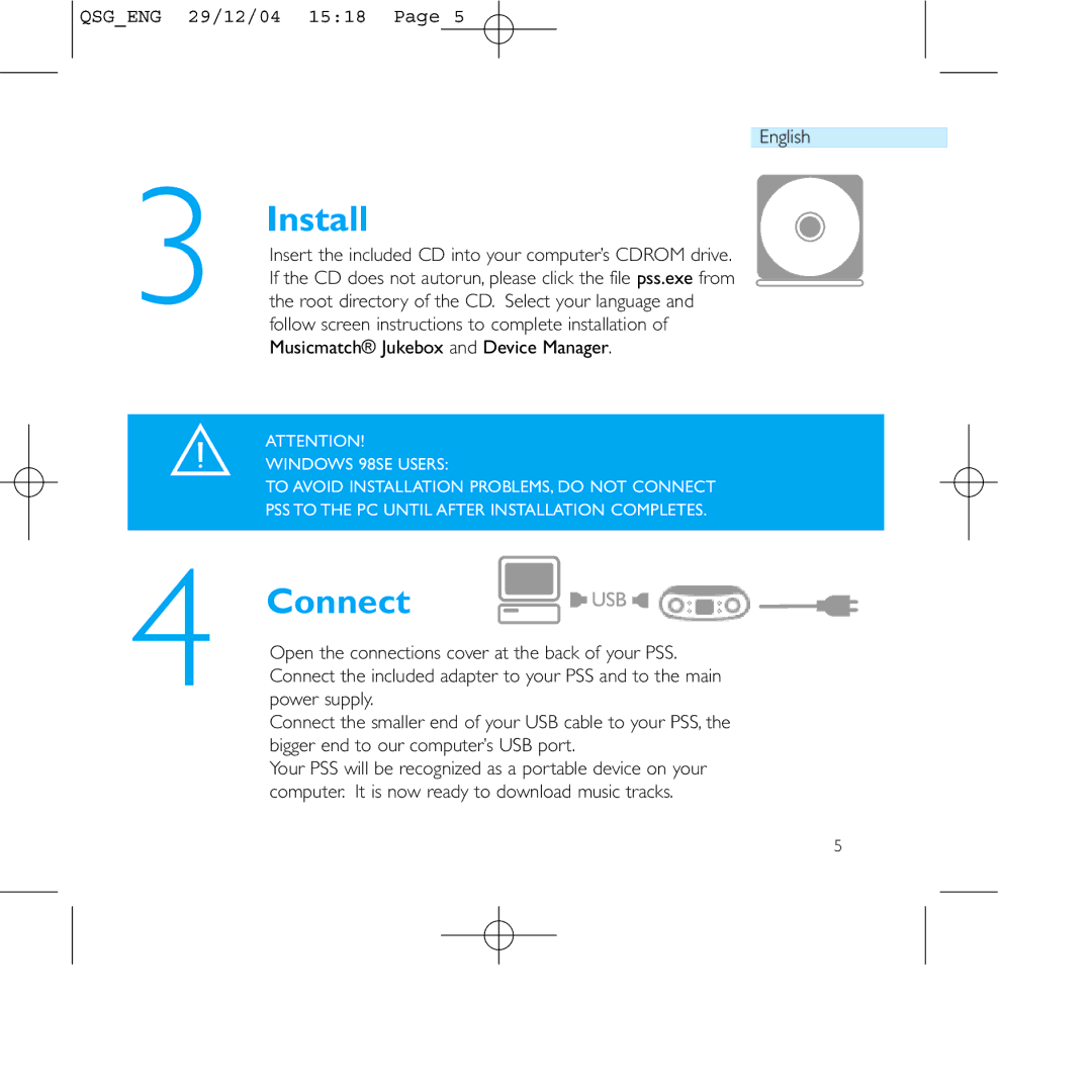 Philips PSS110/07 user manual Install, Connect 