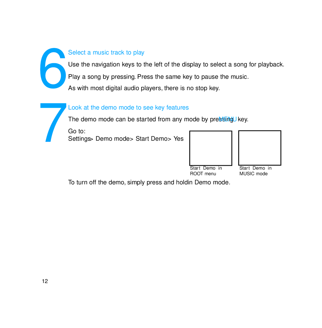 Philips PSS231 user manual Select a music track to play, Look at the demo mode to see key features 