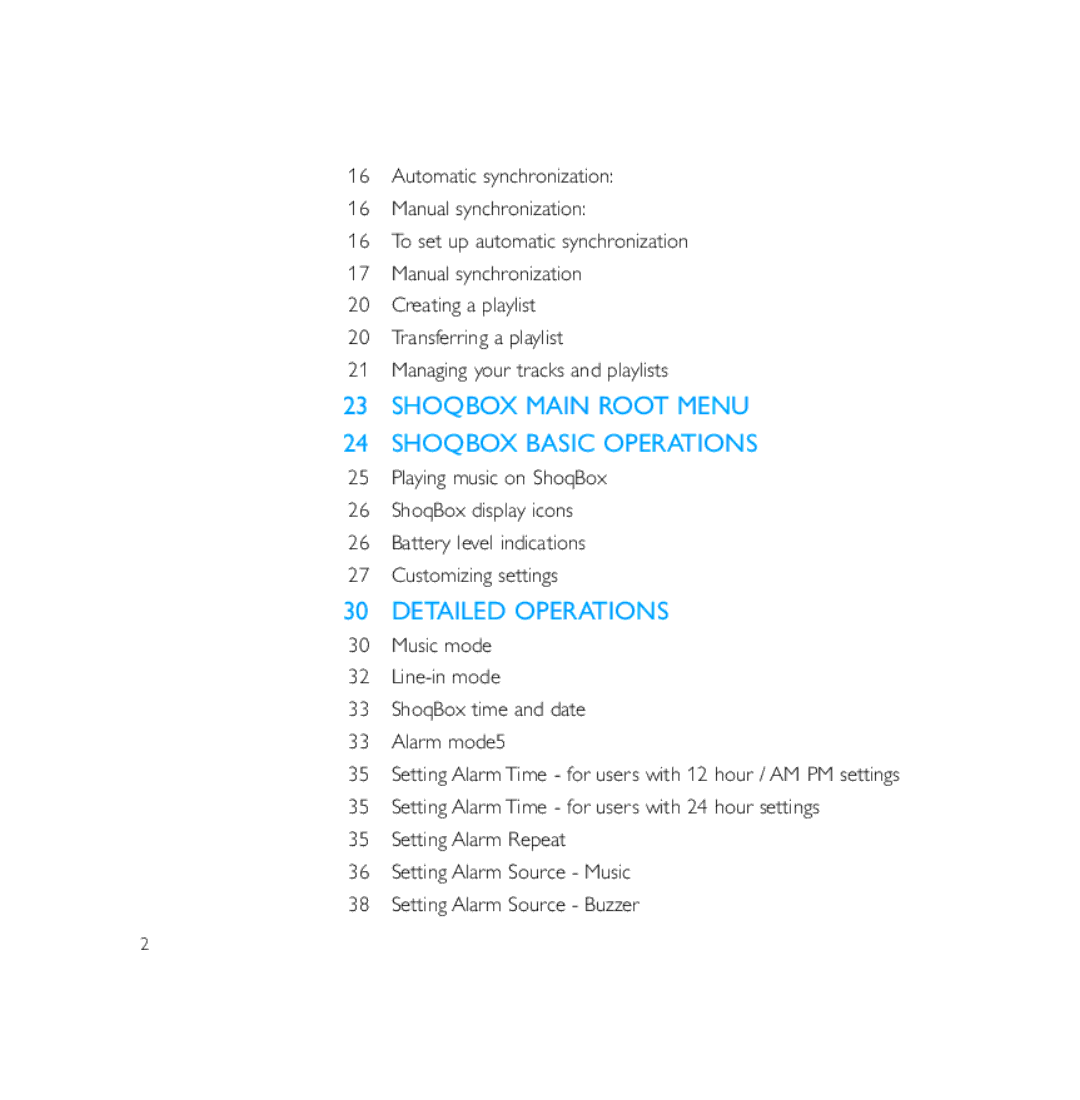 Philips PSS231 user manual Shoqbox Main Root Menu Shoqbox Basic Operations 