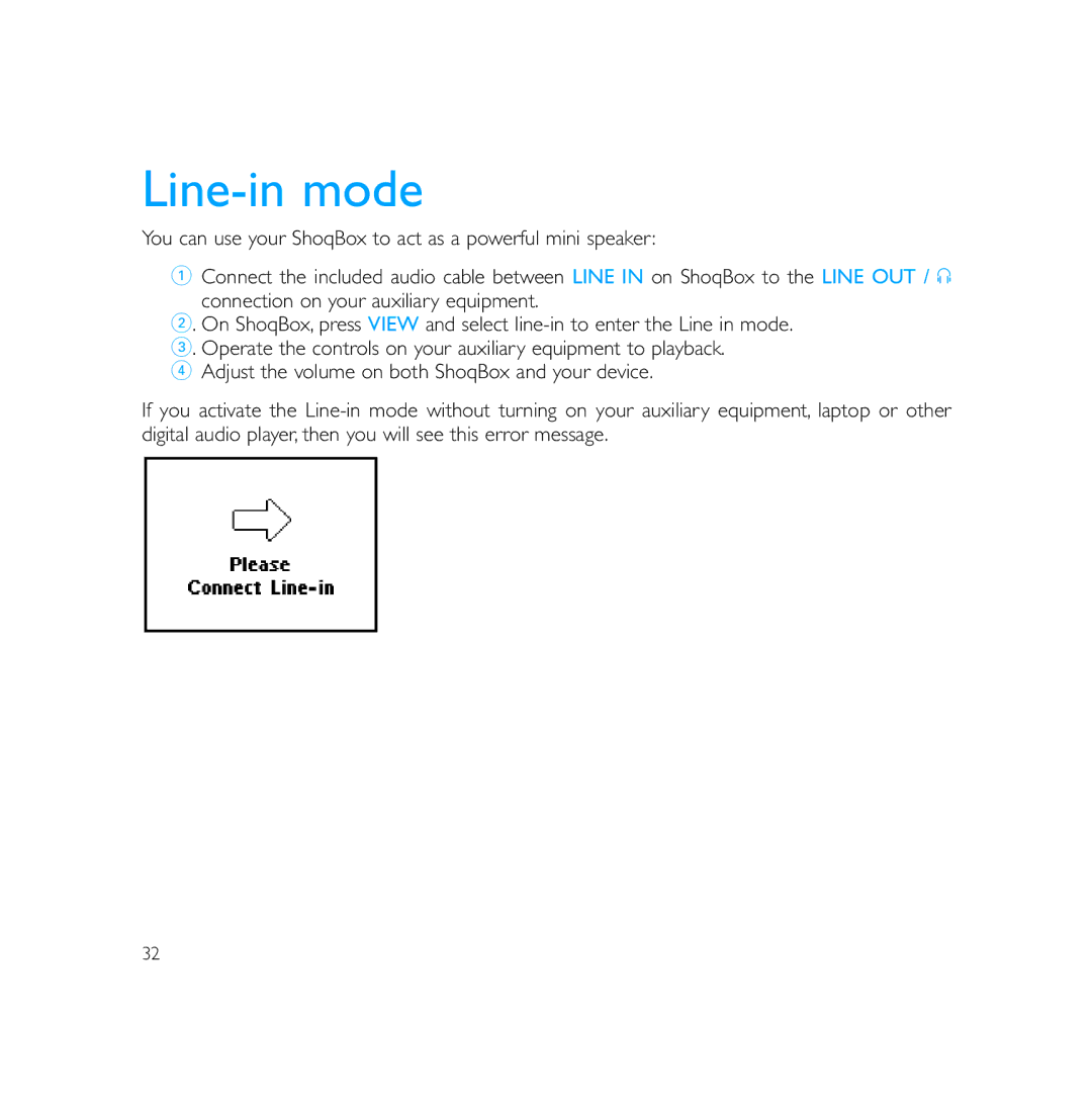 Philips PSS231 user manual Line-in mode 