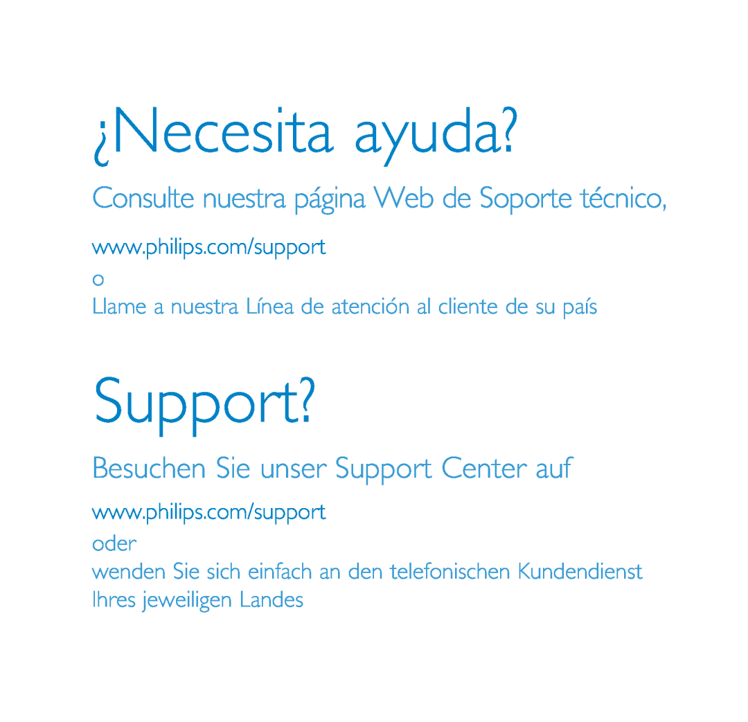Philips PSS231 quick start ¿Necesita ayuda?, Support?, Besuchen Sie unser Support Center auf 