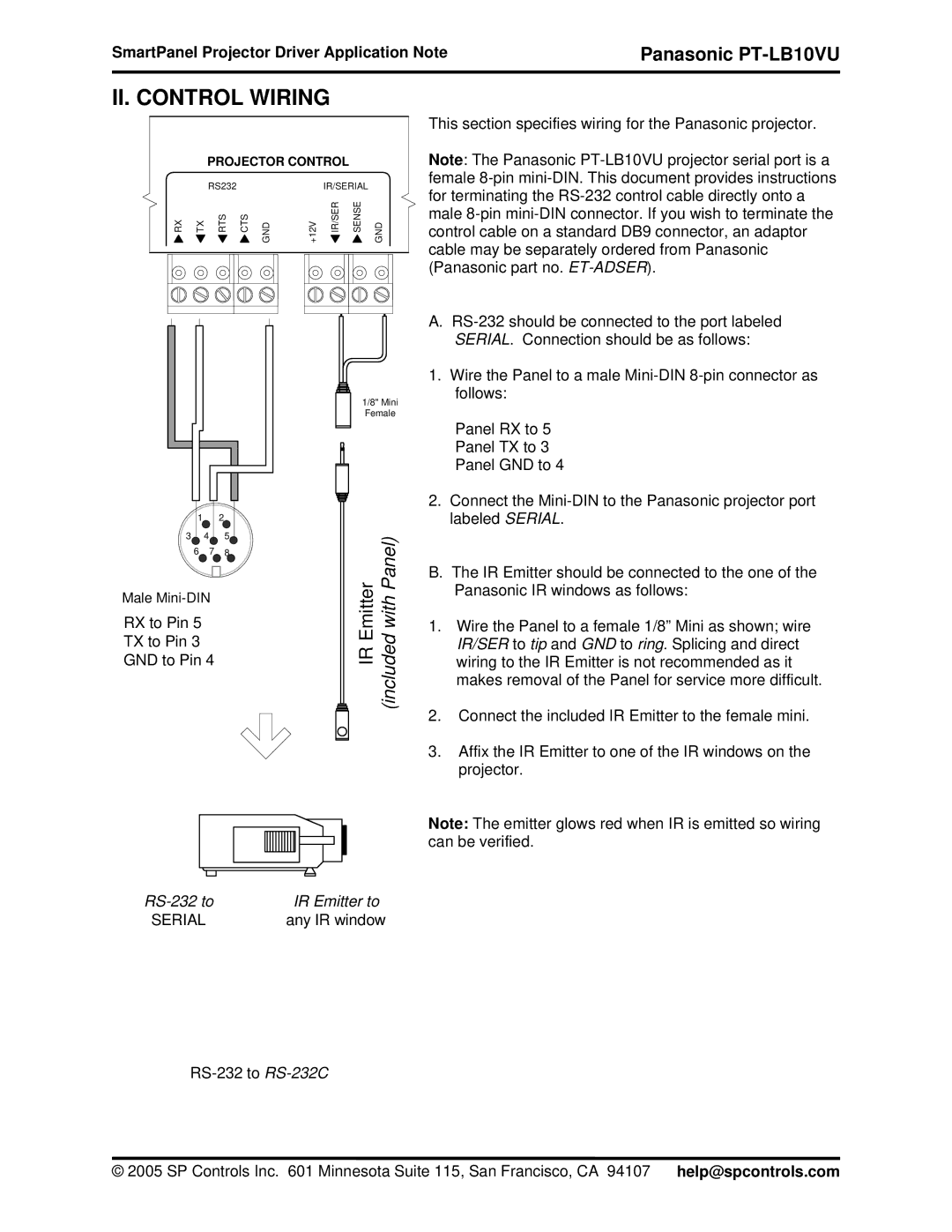 Philips PT-LB10VU quick start II. Control Wiring 