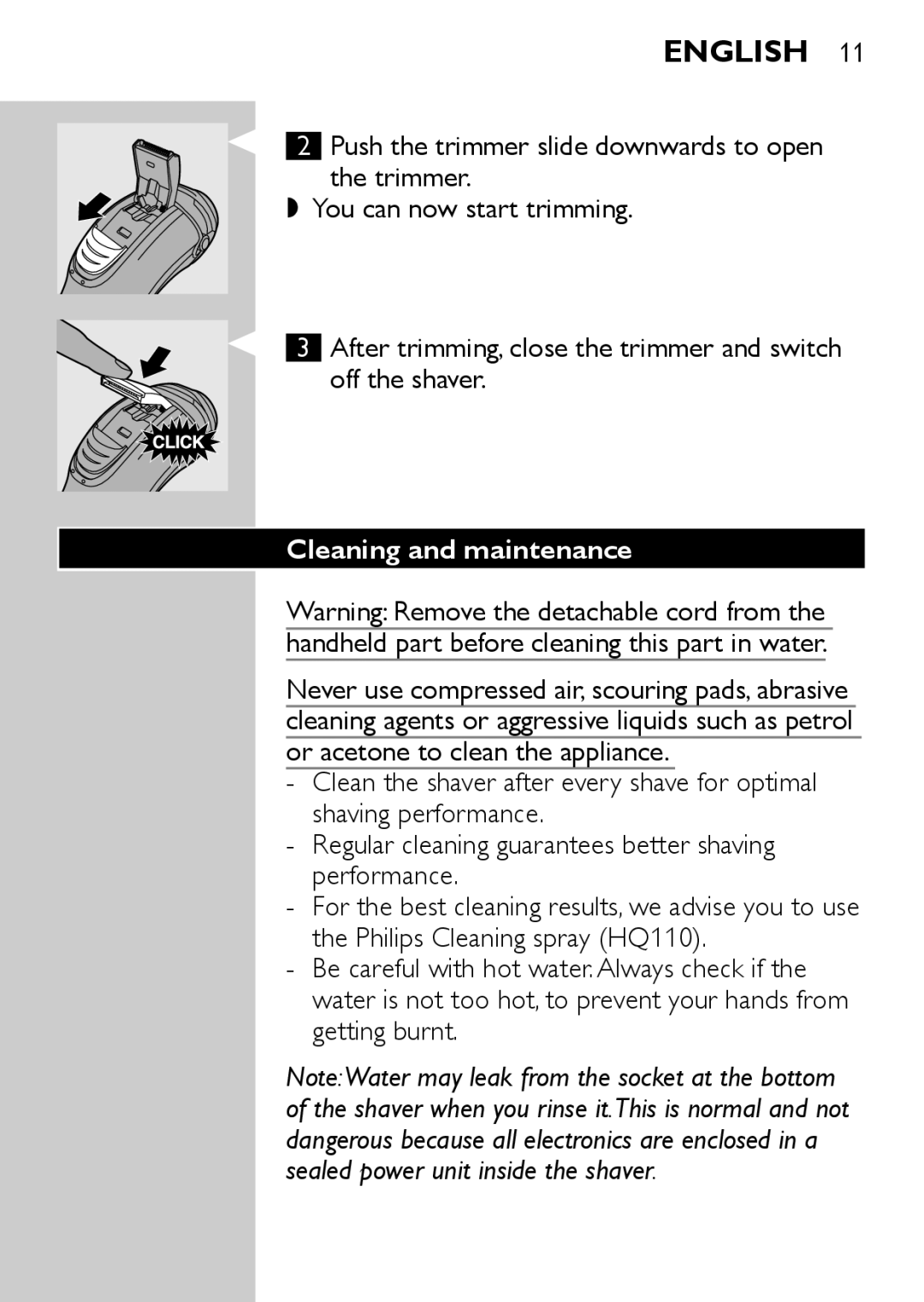 Philips PT722, PT728 manual Cleaning and maintenance 