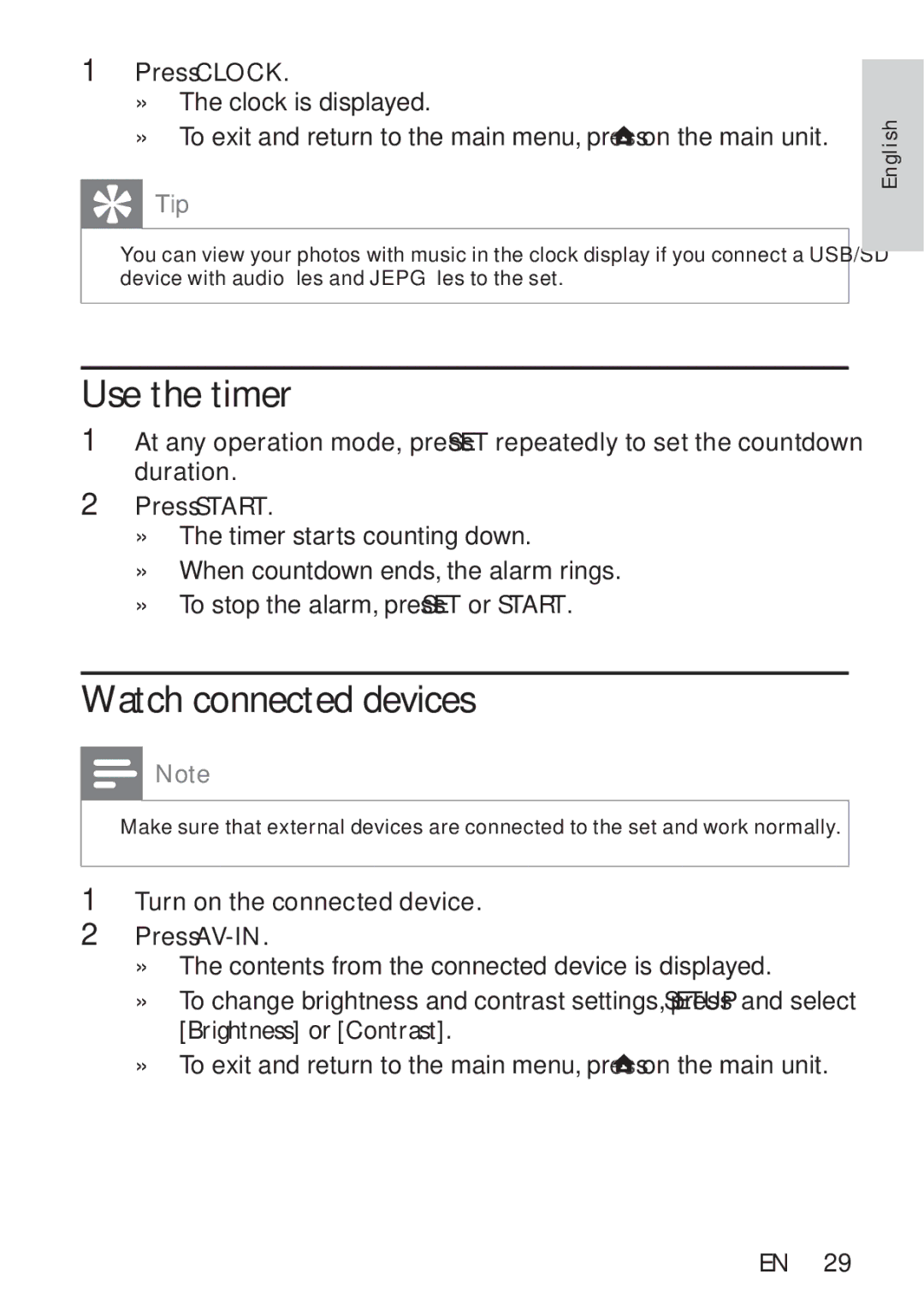 Philips PT9000/12 user manual Use the timer, Watch connected devices 