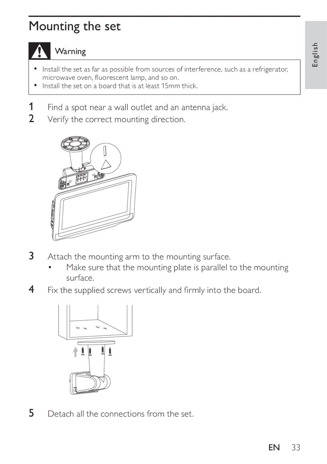 Philips PT9000/12 user manual Mounting the set 