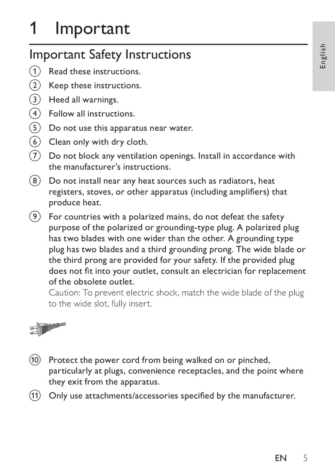 Philips PT9000/12 user manual Important Safety Instructions 