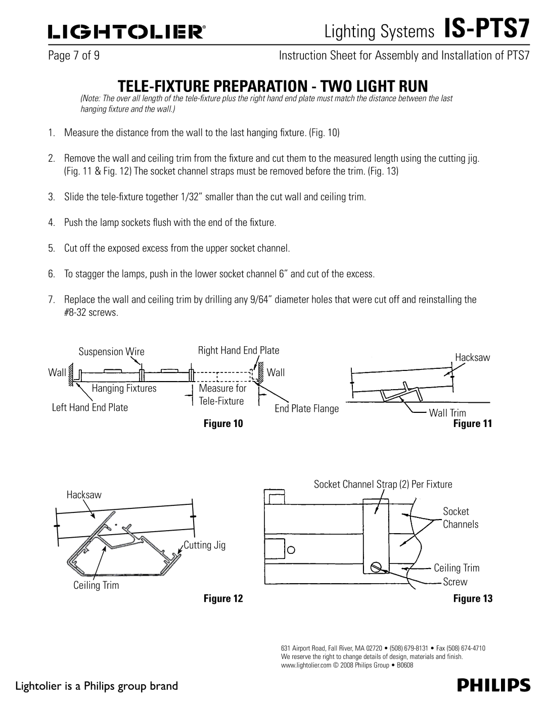 Philips PTS7 TELE-FIXTURE Preparation TWO Light RUN, 4VTQFOTJPO8JSF 3JHIUBOE&OE1MBUF, Bdltbx 4PDLFU, $Vuujoh+Jh 