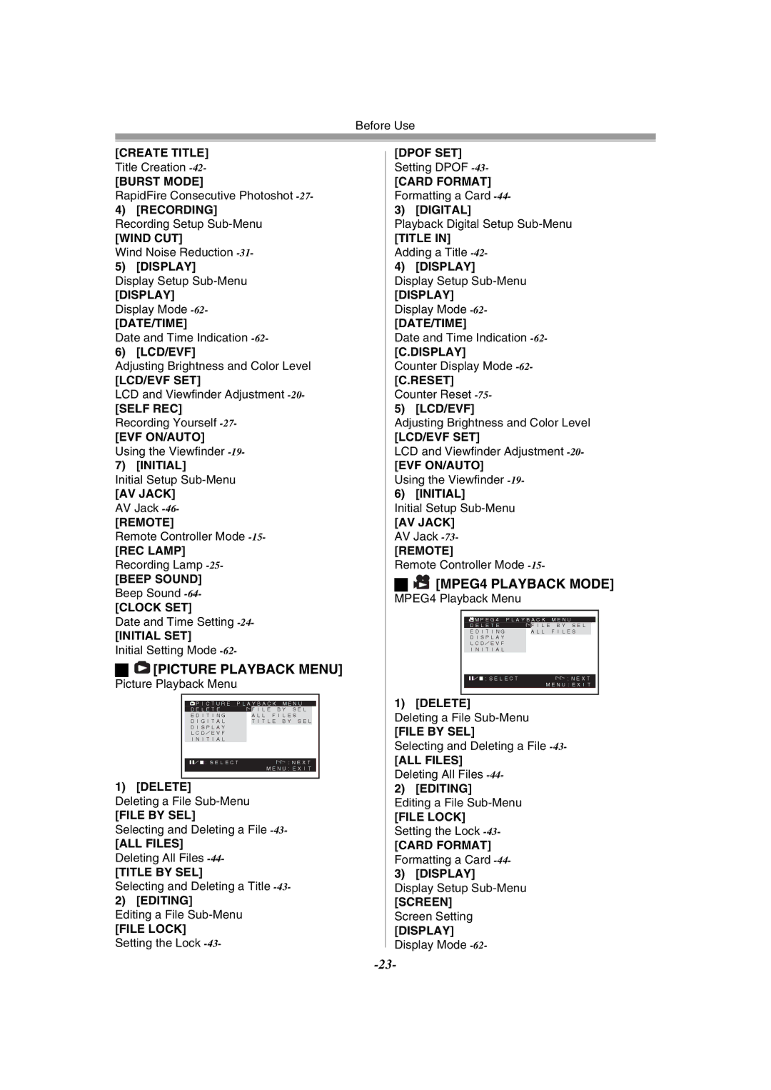 Philips PV-GS55 Picture Playback Menu, MPEG4 Playback Mode, Card Format Formatting a Card -44-3 Digital 