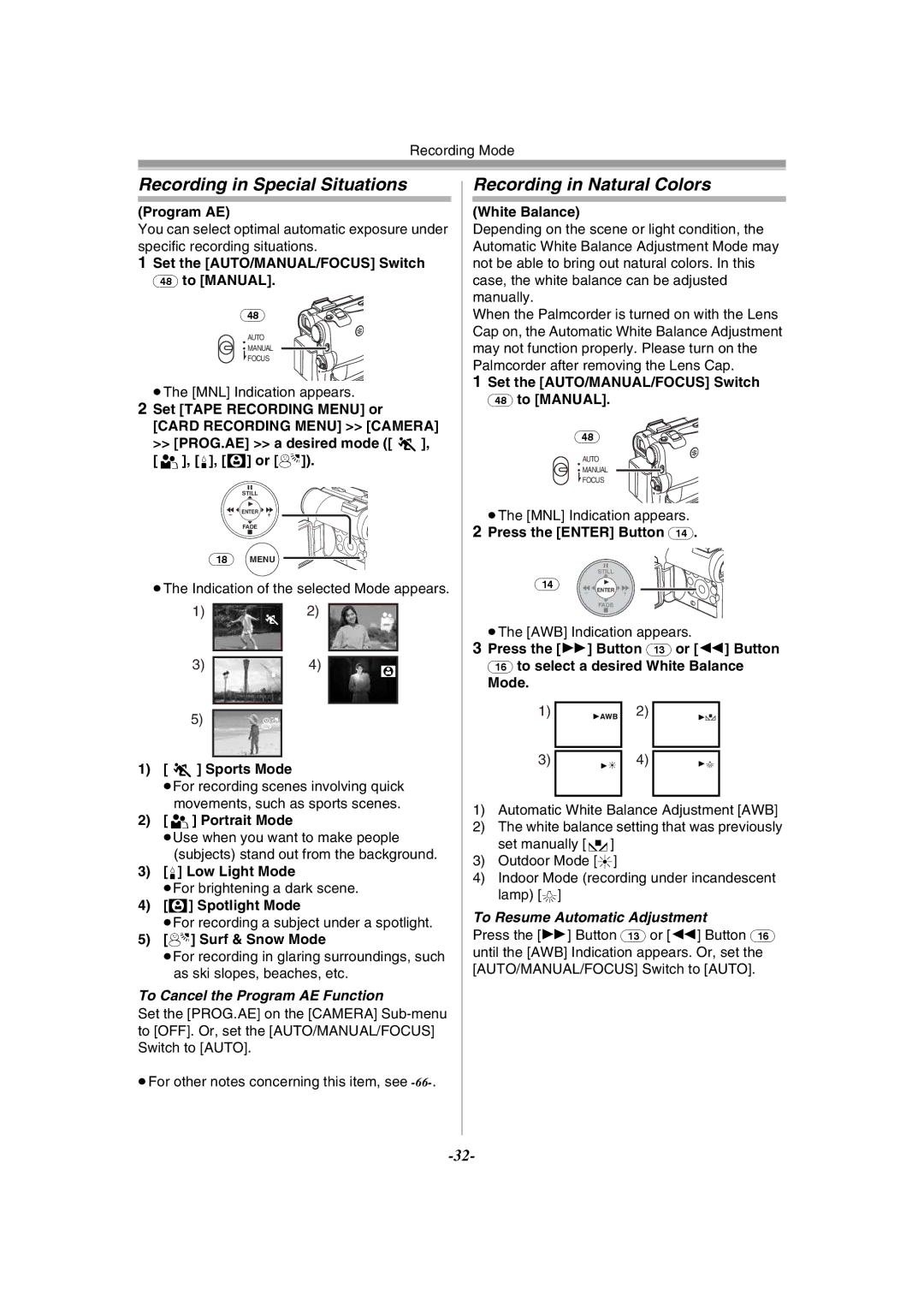 Philips PV-GS55 operating instructions Recording in Special Situations, Recording in Natural Colors 