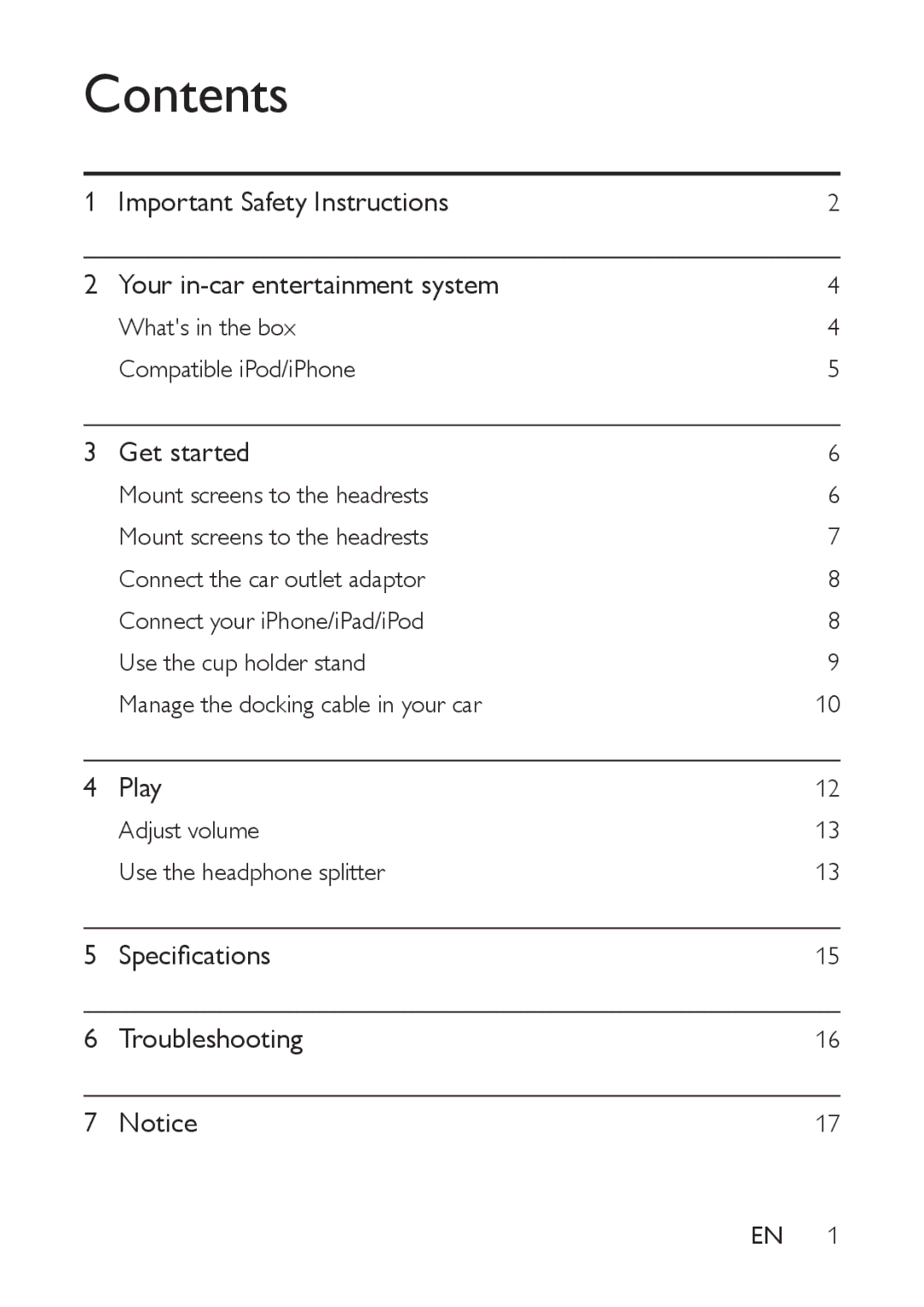 Philips PV7002I, PV9002I user manual Contents 