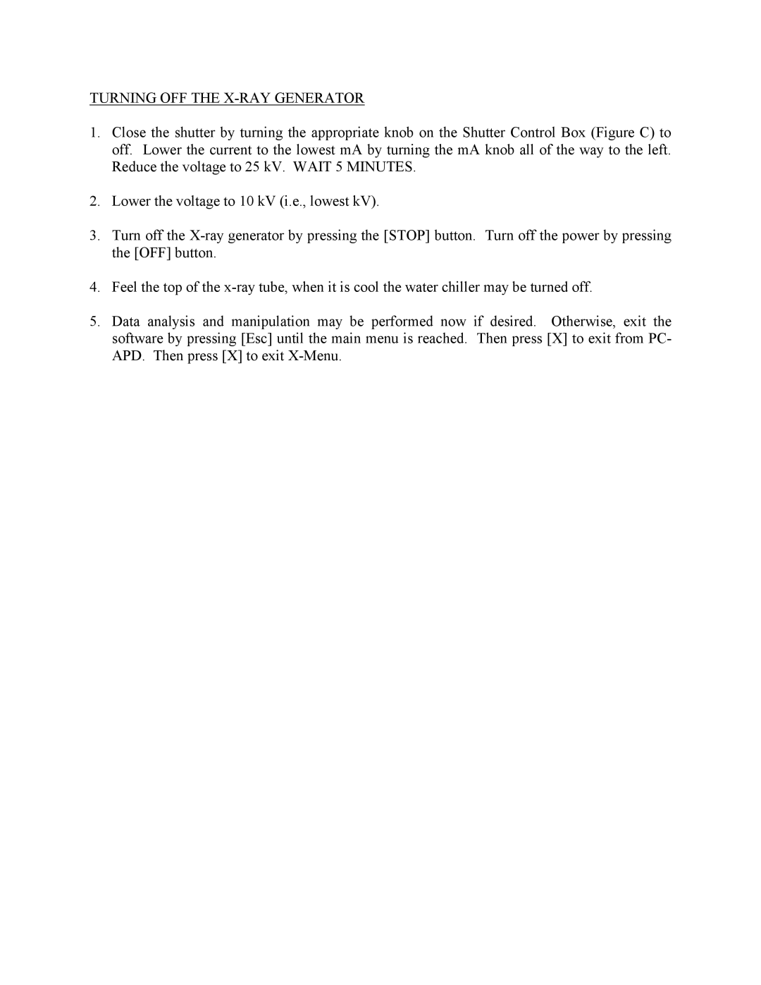 Philips PW-1710 manual Turning OFF the X-RAY Generator 