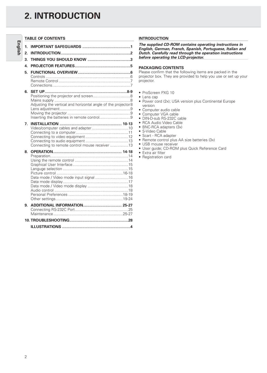 Philips PXG10 manual Introduction 