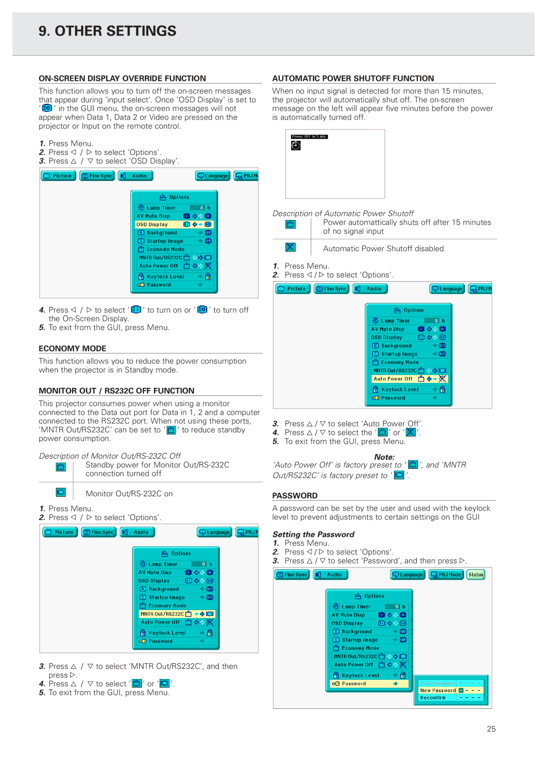 Philips PXG20 manual Setting the Password 