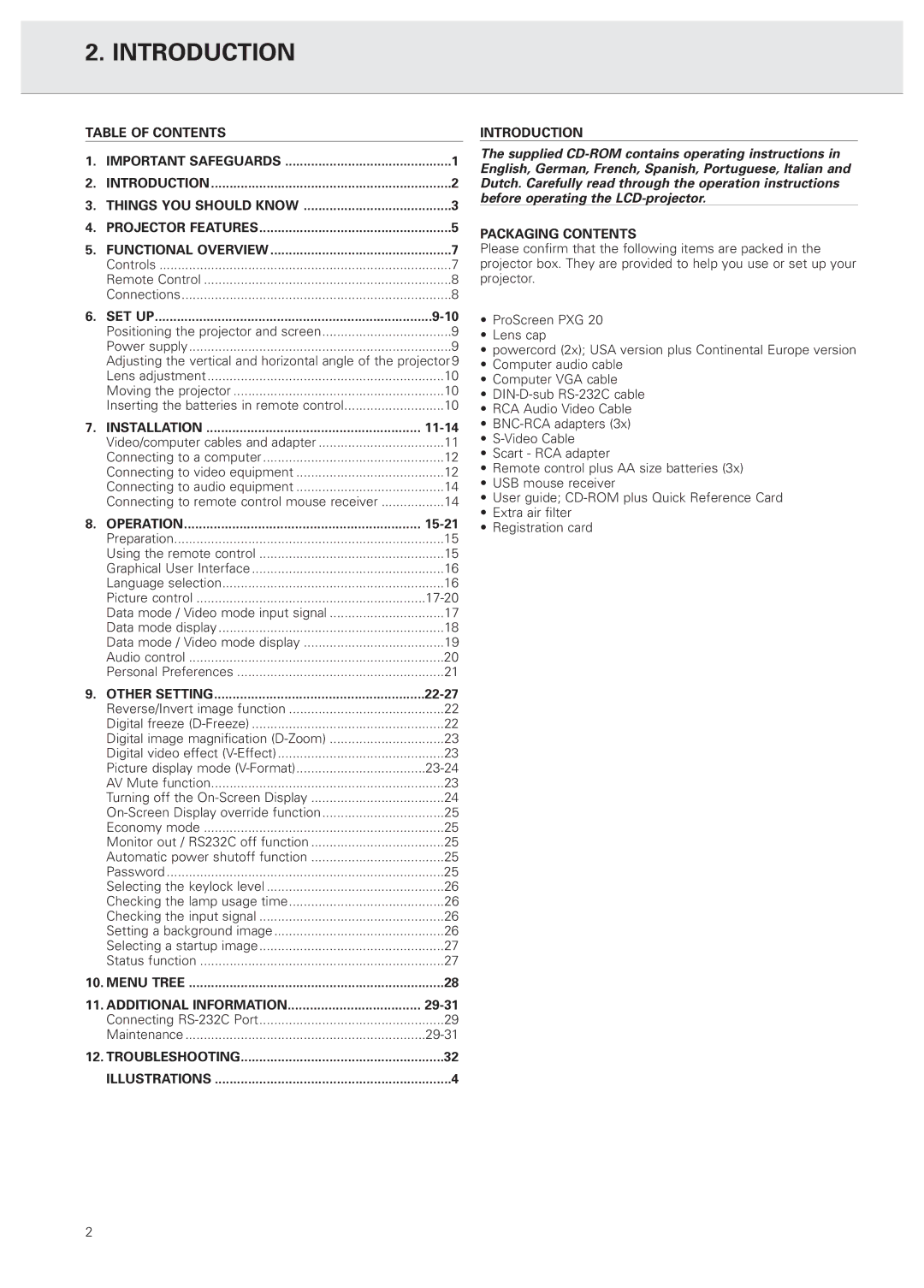 Philips PXG20 manual Introduction 