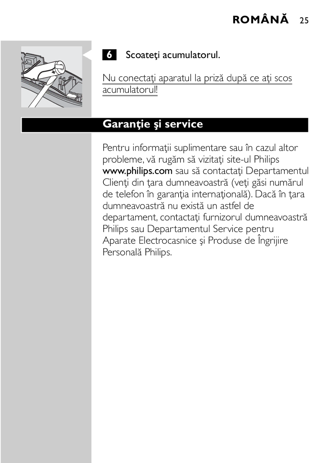 Philips QC5040 manual Garanţie şi service 