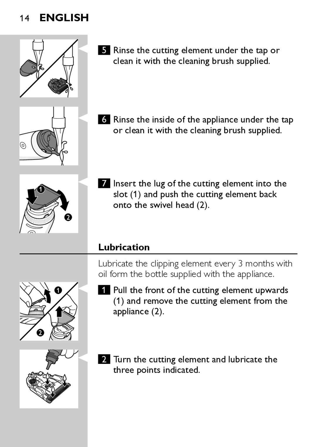 Philips QC5570 user manual Lubrication 