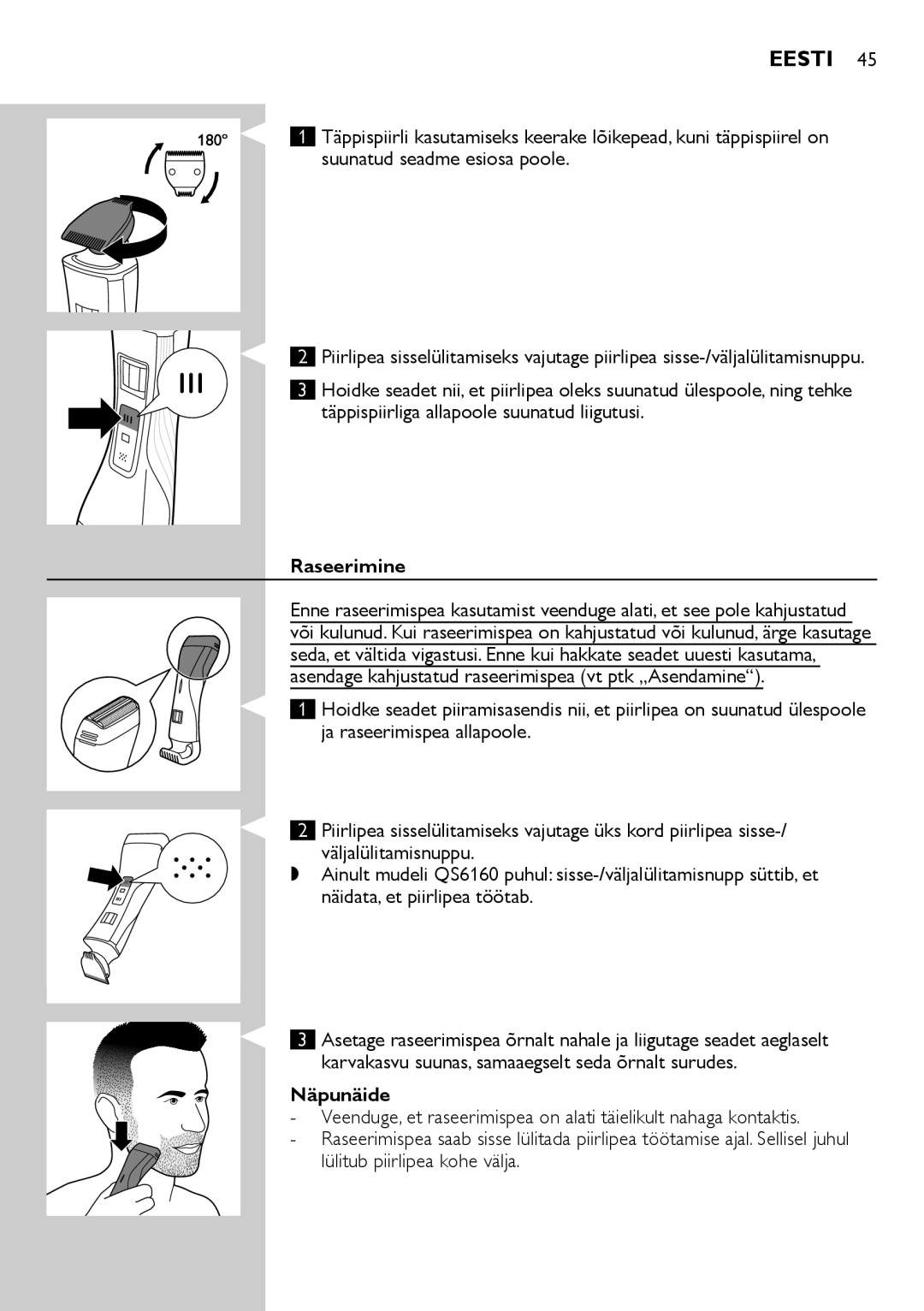 Philips QS6140 manual Raseerimine, Näpunäide 