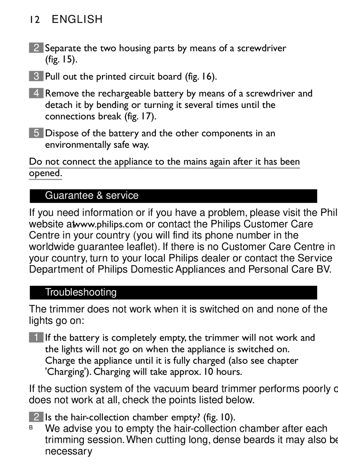 Philips QT4060 manual Guarantee & service Troubleshooting 