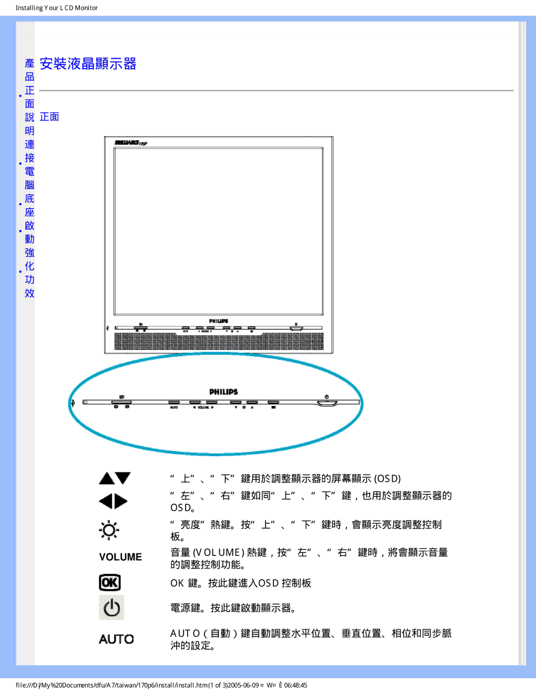 Philips R6RY0 user manual 安裝液晶顯示器 