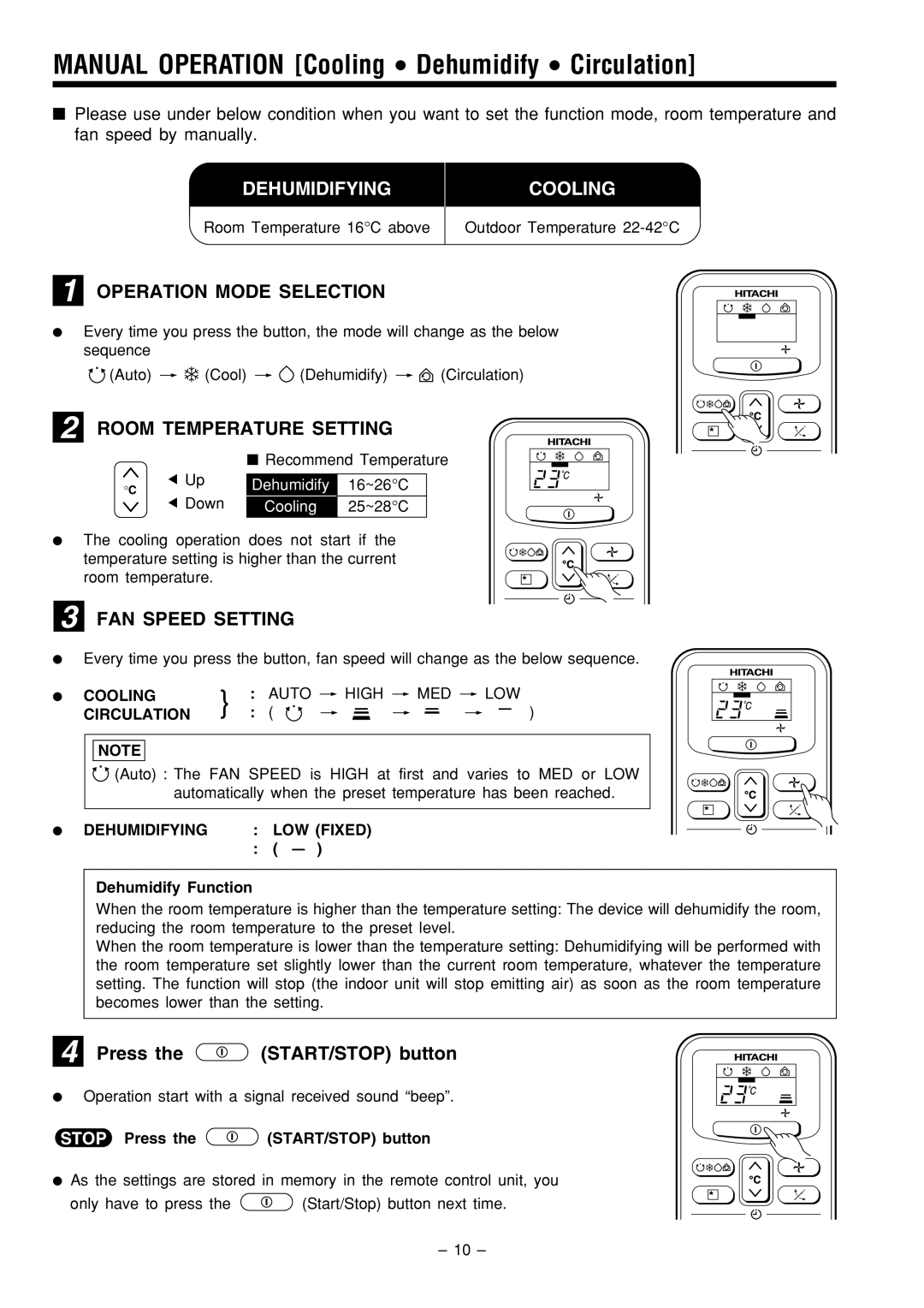 Philips RAS-18C9, RAC-18C9 instruction manual Operation Mode Selection, Room Temperature Setting, FAN Speed Setting 