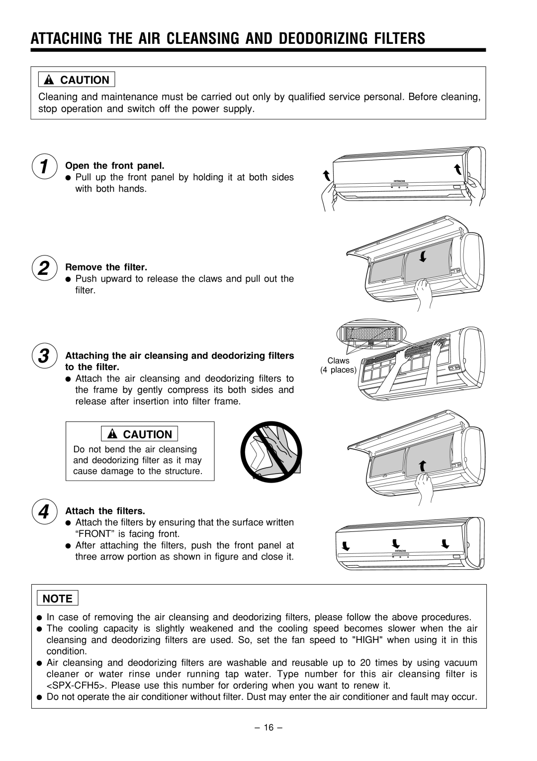 Philips RAS-18C9, RAC-18C9 instruction manual Attaching the AIR Cleansing and Deodorizing Filters 