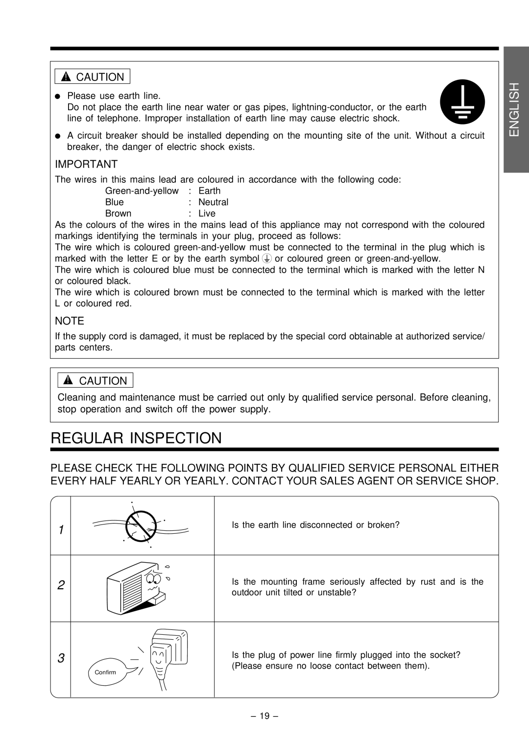 Philips RAC-18C9, RAS-18C9 instruction manual Regular Inspection 