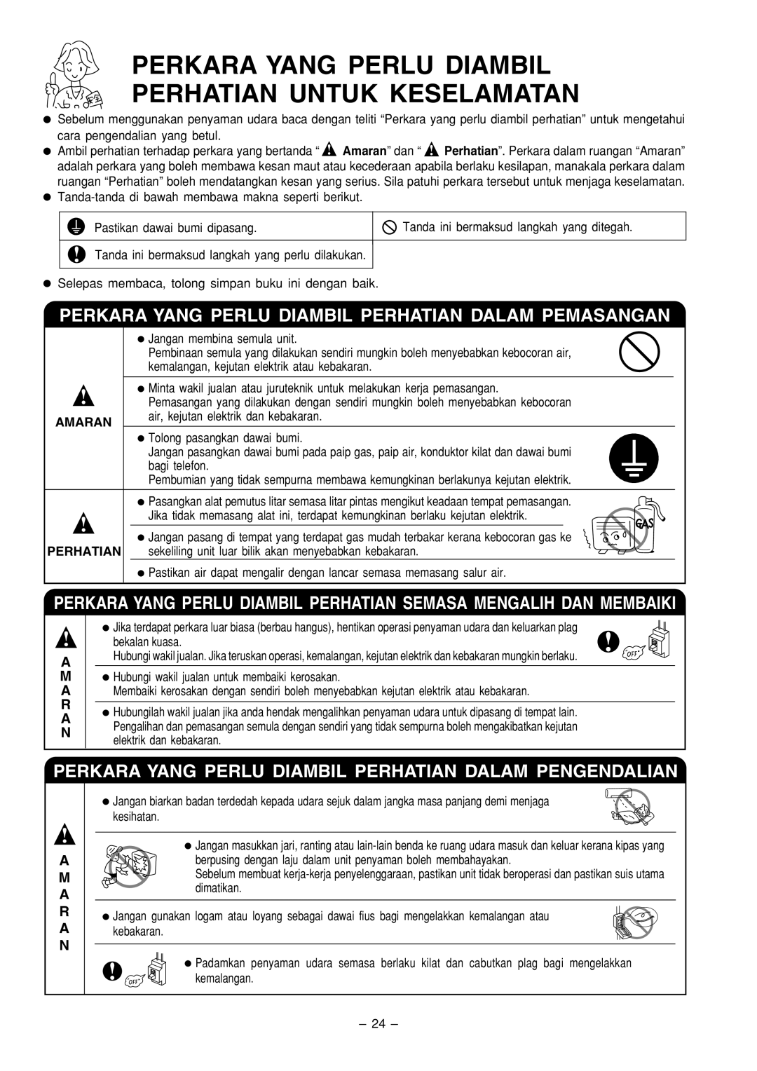 Philips RAS-18C9, RAC-18C9 instruction manual Perkara Yang Perlu Diambil Perhatian Dalam Pemasangan 